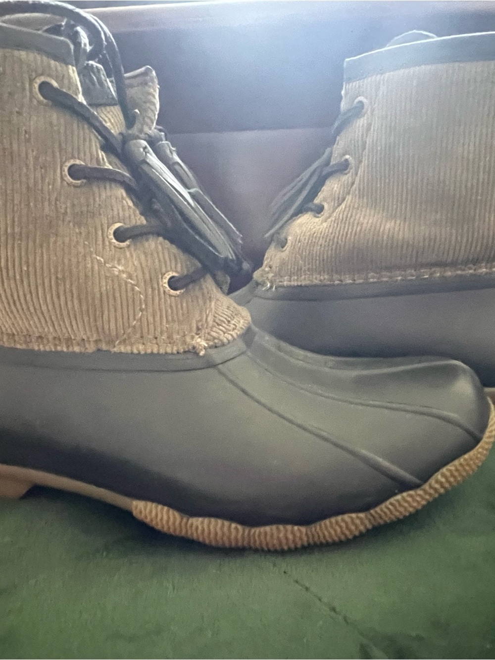 Sperry Brown and Black Lace-Up Duck Boots